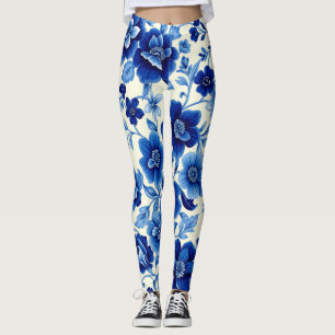 blue blossom cascade leggings