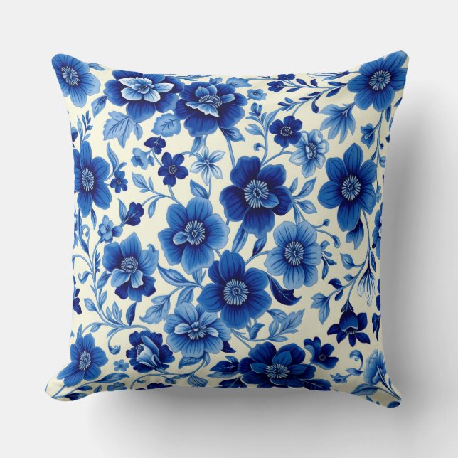 blue blossom cascade pillow (Front)