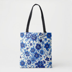 blue blossom cascade tote bag