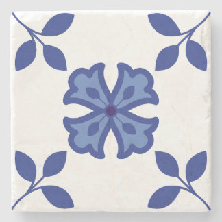 Blue Blossom Elegance Stone Coaster