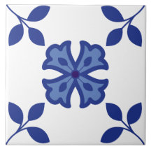 Blue Blossom Elegance Tile