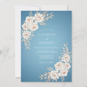 Blue Blossom Flourish Wedding Invitation