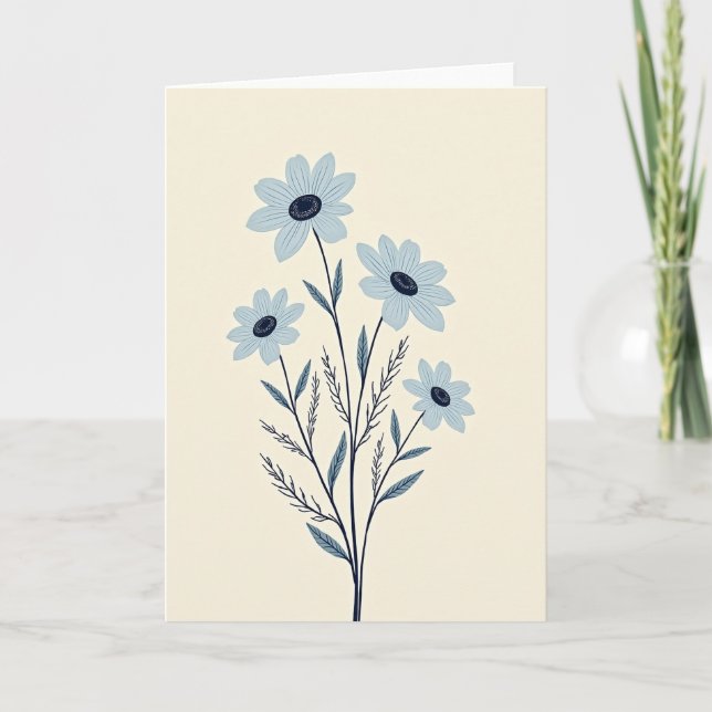 Blue Blossom Greeting Card (Front)