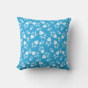 Blue blossom heart with flowers pattern cushion