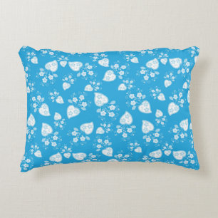 Blue blossom heart with flowers pattern decorative cushion