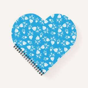 Blue blossom heart with flowers pattern notebook