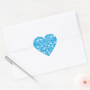 Blue blossom heart with flowers pattern sticker