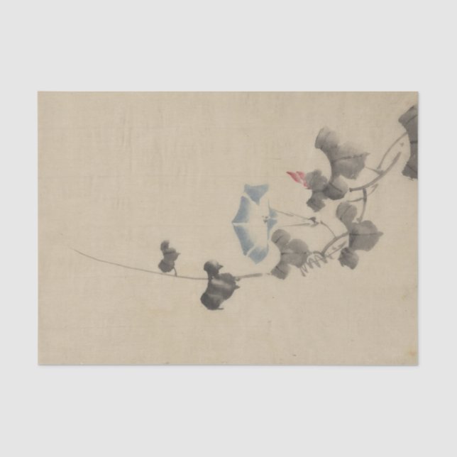 Blue Blossom of Morning Glory on Vine by Hokusai Tissue Paper (Front)