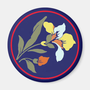 Blue Blossom Round Magnet