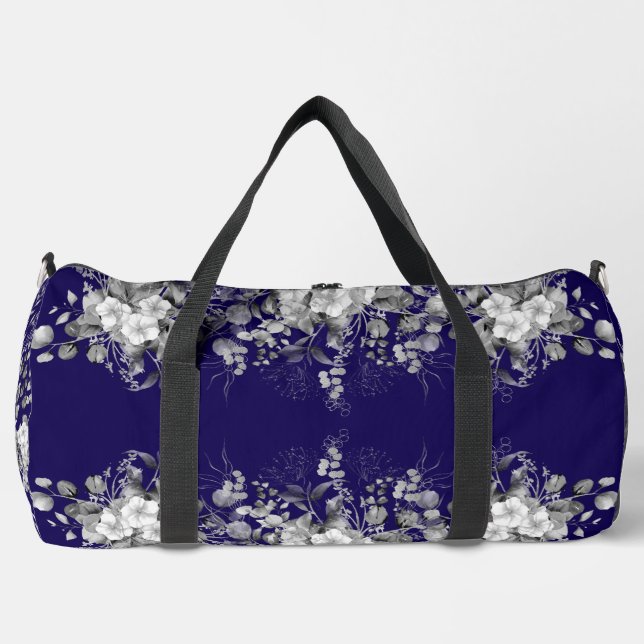 Blue Blossom Travel Duffle Bag (Front)