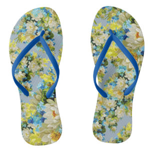 Blue Blossoms & Blooms Springtime Thongs