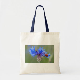 Blue Blossoms Ladybug Peace Love Destiny Art Vine Tote Bag