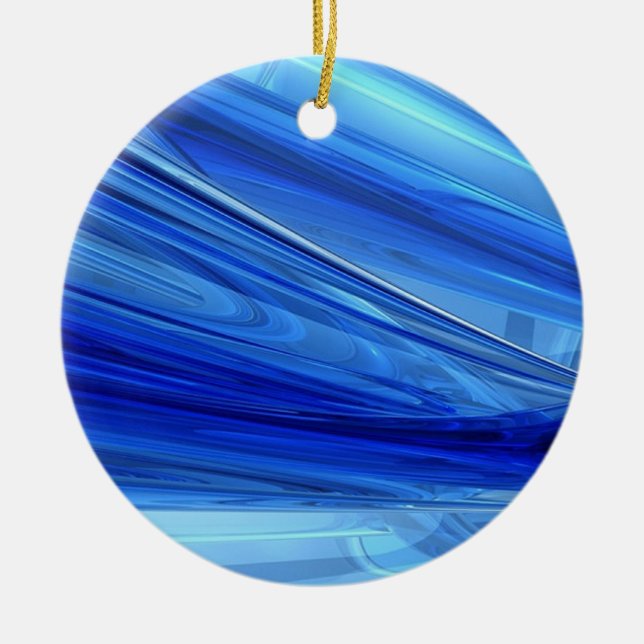 Blue Blown Glass Ceramic Tree Decoration (Front)