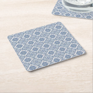 Blue blue and white porcelain print square paper coaster