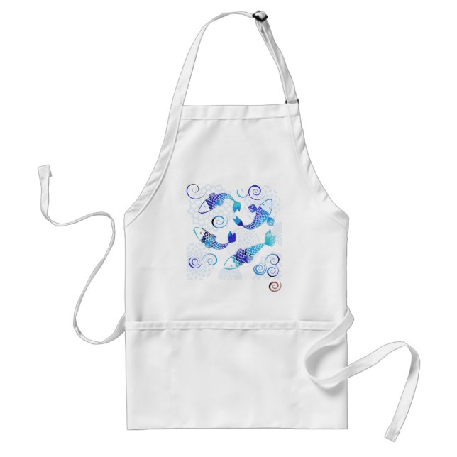 Blue, blue kois Apron (Front)