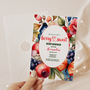 Blue Blueberry Berry Sweet Baby Shower Invitation
