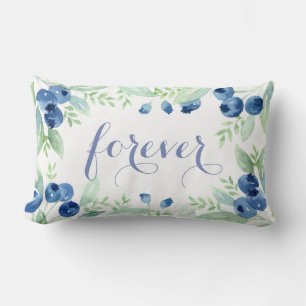 Blue Blueberry  Midsummer Rustic Wedding Forever Lumbar Cushion