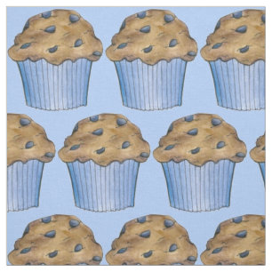 Blue Blueberry Muffin Muffins Breakfast Fabric