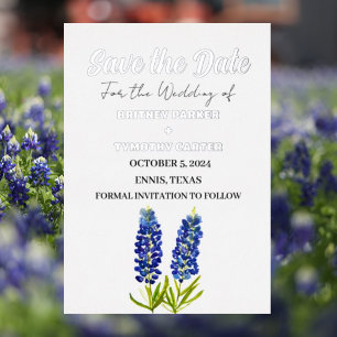 Blue Bluebonnets Floral Photo QR Code Wedding