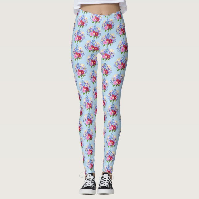 Blue Blumenstrauss Leggings (Front)