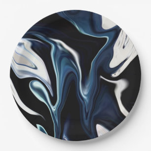 Blue blurred pattern paper plate