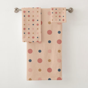 Blue, blush and gold dots bath towel set