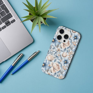 Blue & Blush Botanical Watercolor iPhone 15 Pro Case