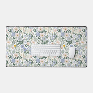 Blue Blush Cottagecore Wildflower Desk Mat