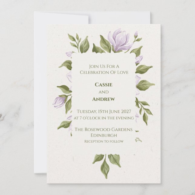 Blue Blush Ribbon Bow Dove Wedding Invitation (Front)