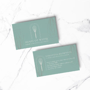 Blue Blush Stylish Whisk Logo Home Bakery Business Card