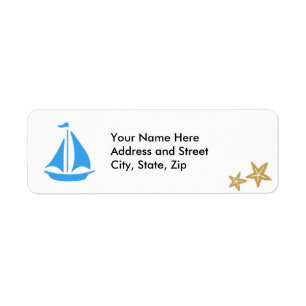 Blue Boat Return Address Label