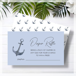 Blue Boat-Themed Baby Shower Diaper Raffle  Enclosure Card