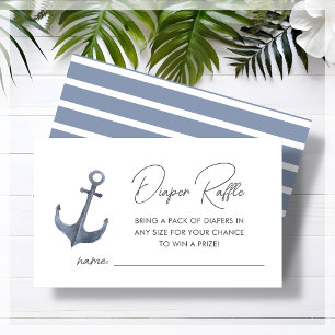 Blue Boat-Themed Baby Shower Diaper Raffle Enclosure Card