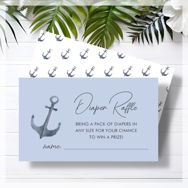 Blue Boat-Themed Baby Shower Diaper Raffle  Enclosure Card (Creator Uploaded)