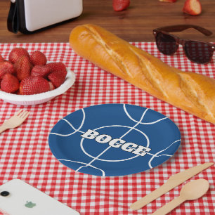 Blue Bocce Ball Game custom paper party plates
