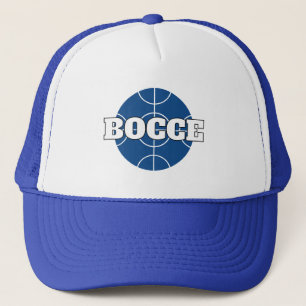 Blue Bocce Game Ball trucker hat with custom text
