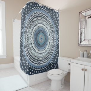 Blue Bohemian Boho Mandala  Shower Curtain