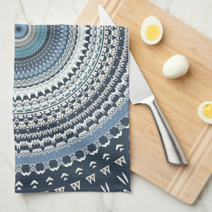 Blue Bohemian Boho Mandala Tea Towel