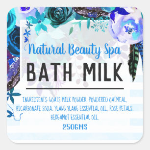 Blue Bohemian Floral Bath Soak Labels