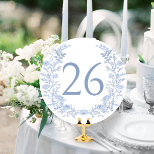 Blue Bohemian Floral Winter Wedding Table Number
