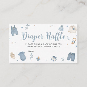 Blue Boho Baby Clothes Diaper Raffle Card