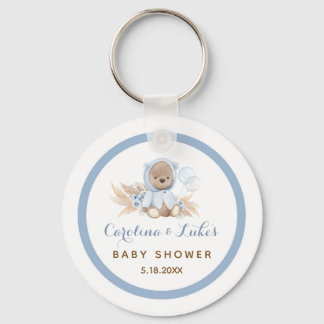Blue Boho Bear Baby Shower Favours Keychain