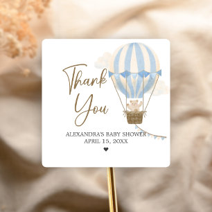 Blue Boho Bear Baby Shower Square Sticker