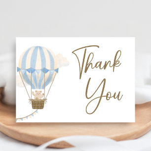 Blue Boho Bear Baby Shower Thank You Card