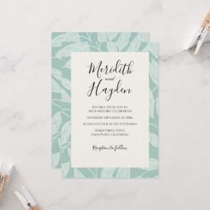 Blue Boho Botanical wedding Invitation