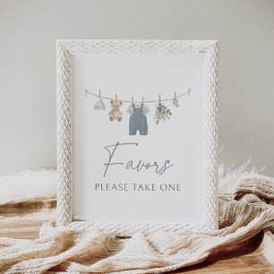 Blue Boho Boy Baby Clothes Baby Shower Favors Sign