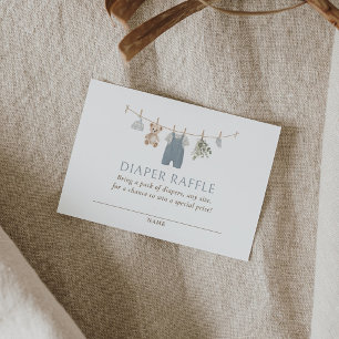 Blue Boho Boy Baby Clothes Diaper Raffle Ticket Enclosure Card