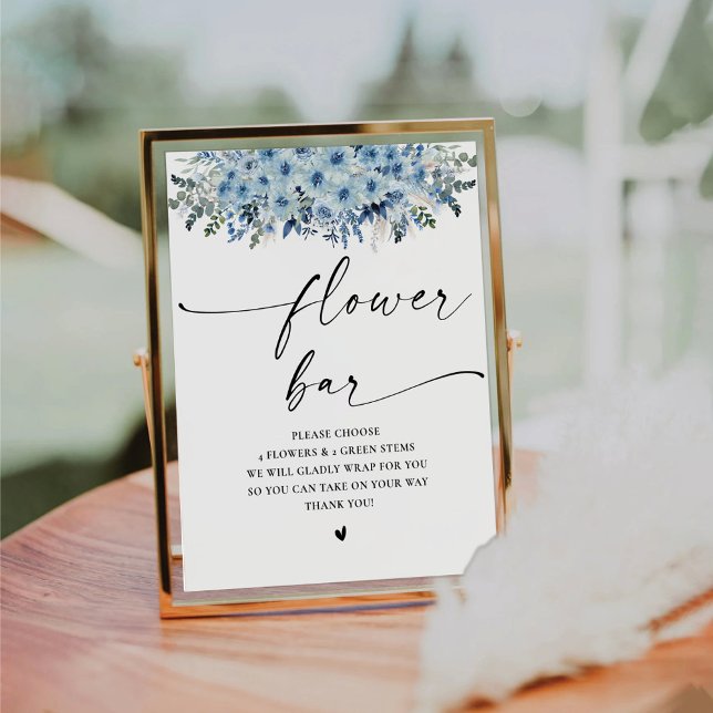 Blue Boho Bridal Shower Flower Bar Sign (Creator Uploaded)