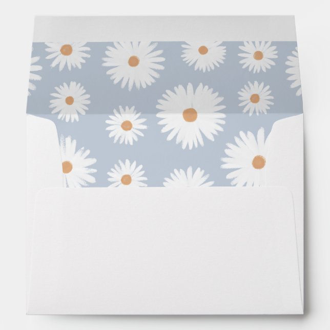 Blue Boho Daisy Birthday Party Envelope (Back (Bottom))