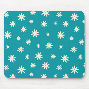 Blue Boho Daisy  Mouse Pad